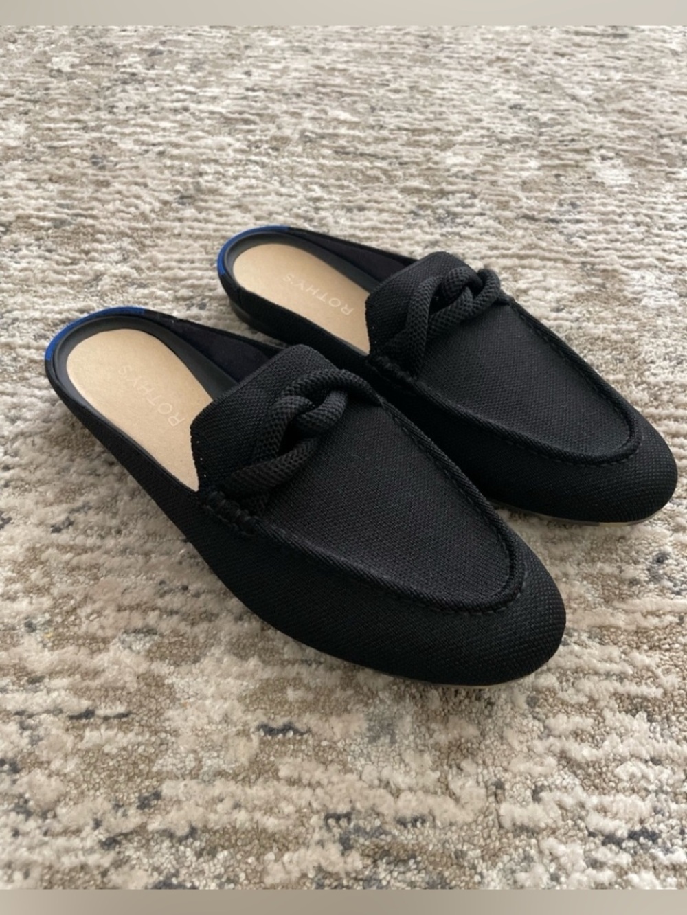 Rothy's The Loafer Mule Braided Knot Birdseye Black Women Size 9